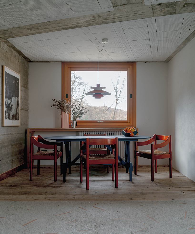 exposed materials animate textured decorative patterns within rural house in italy