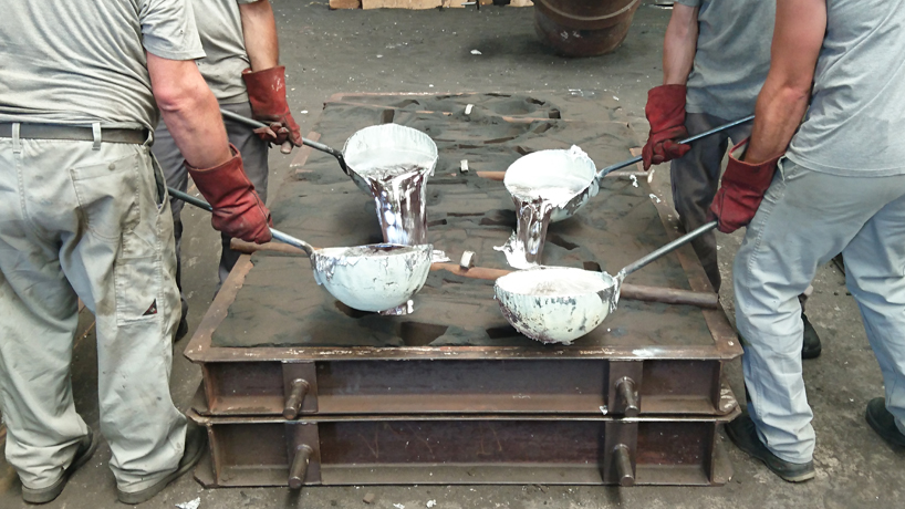 the tiss tiss chair uses a welding technique that evokes the appearance of textured denim