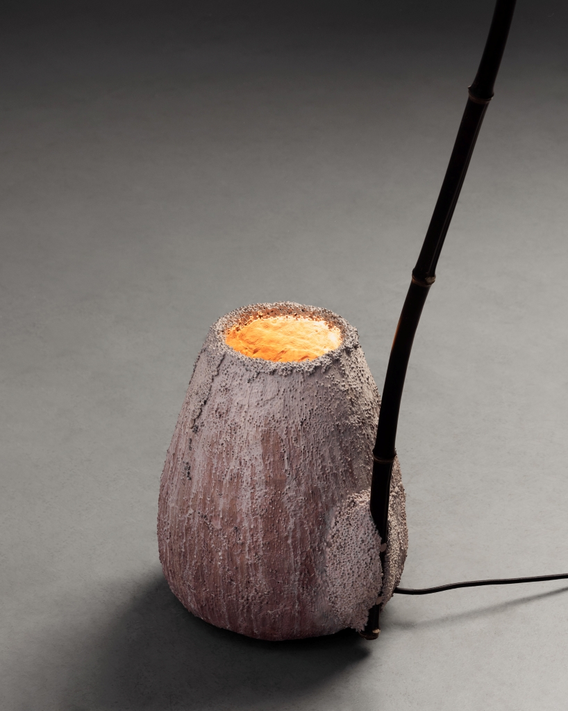 bamboo and linen shape light sculptures informed by forest and underwater light - 10