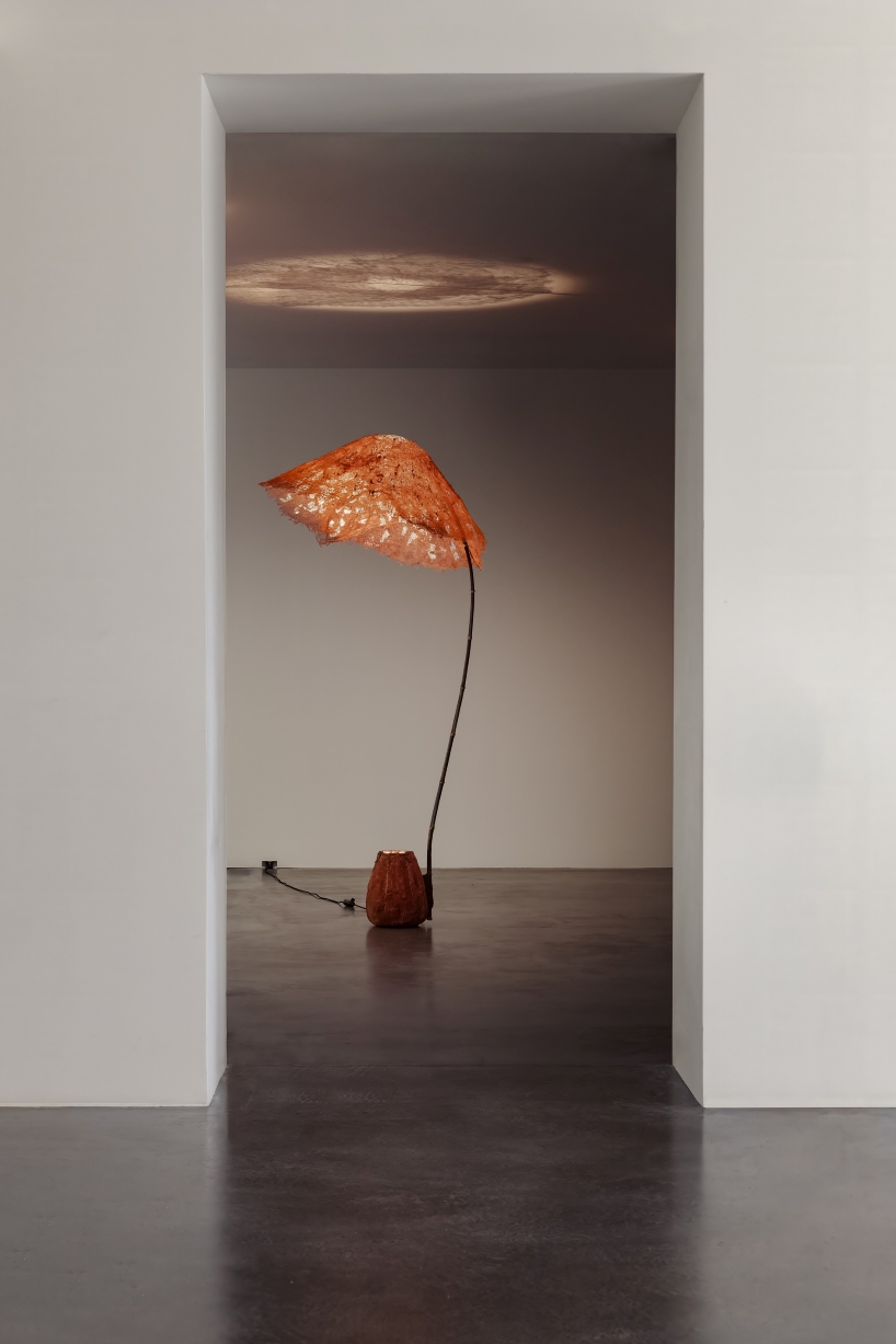 bamboo and linen shape light sculptures informed by forest and underwater light - 6