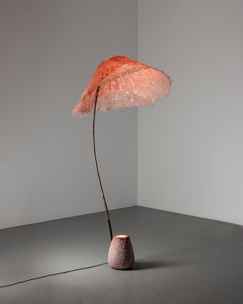 bamboo and linen shape light sculptures informed by forest and underwater light - 7