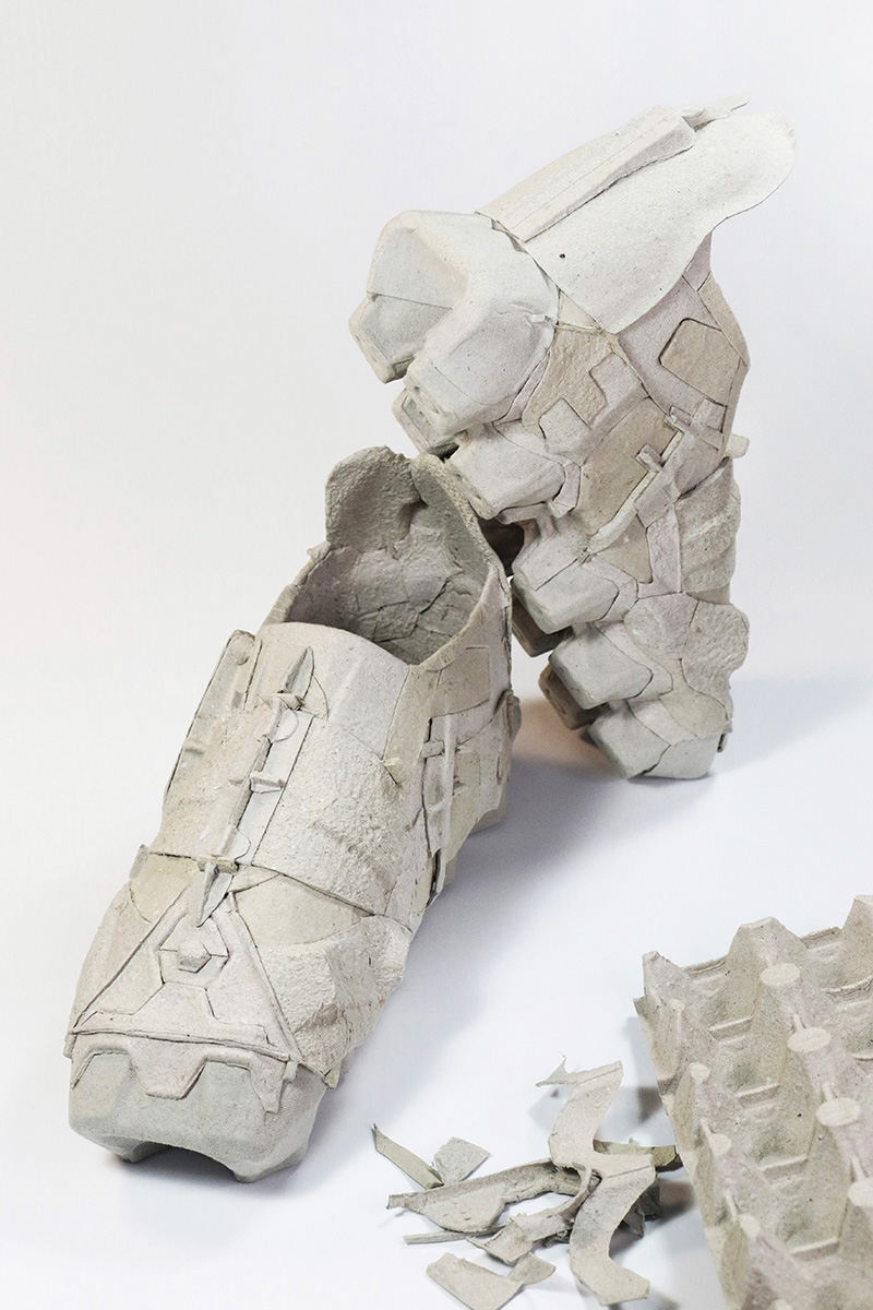 recycled carton egg boxes turn into sneakers by kibardin design