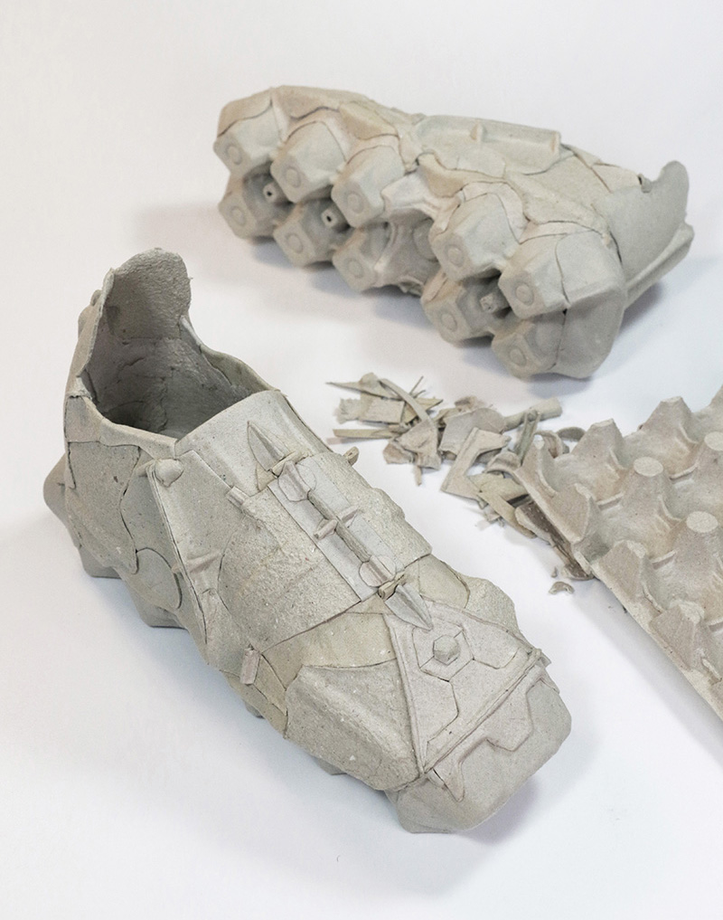 recycled carton egg boxes turn into sneakers by kibardin design