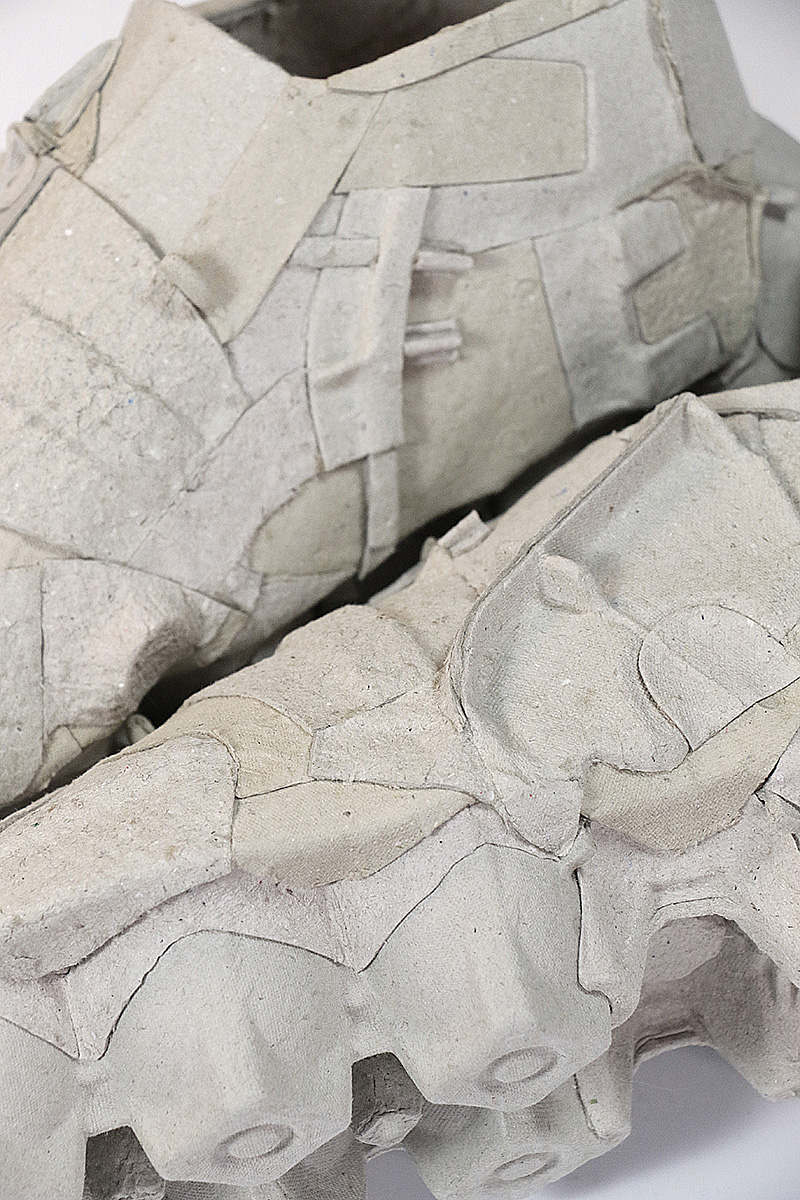 recycled carton egg boxes turn into sneakers by kibardin design