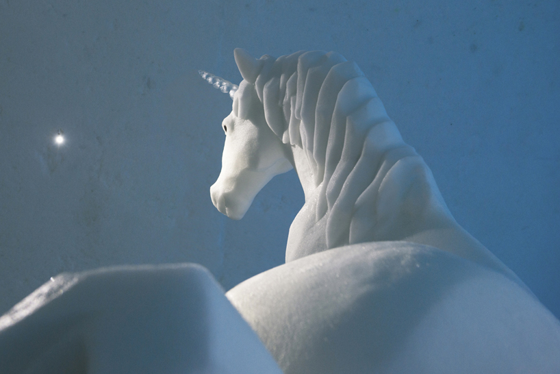 swedish icehotel has secret garden carved into its main hall