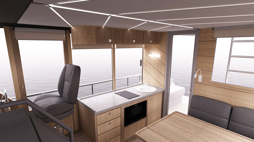 vik unveils electric boat that can be recharged from solar panels or wind power