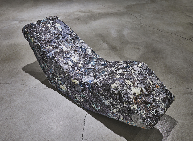 sang hoon kim's memory foam furniture looks like painted meteorite pieces