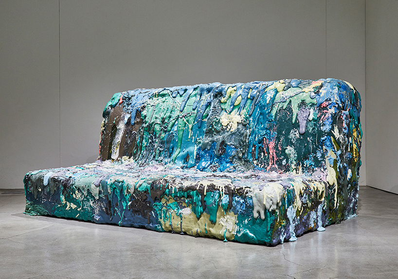 sang hoon kim's memory foam furniture looks like painted meteorite pieces