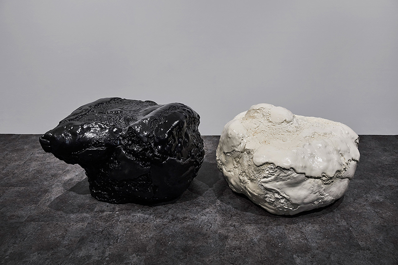 sang hoon kim's memory foam furniture looks like painted meteorite pieces