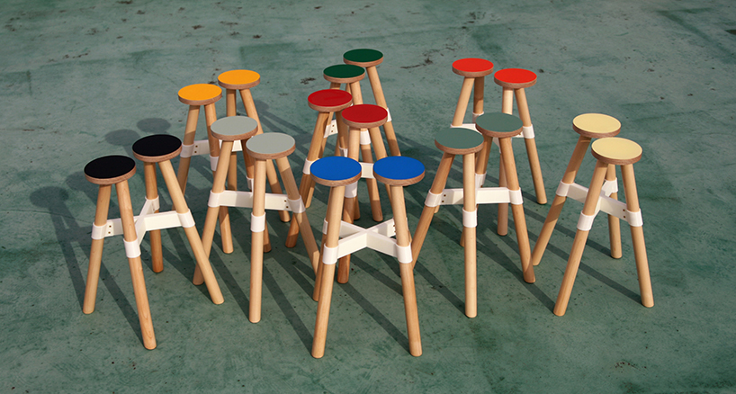dots stool by mmmdesignstudio splits into two plywood circle seats