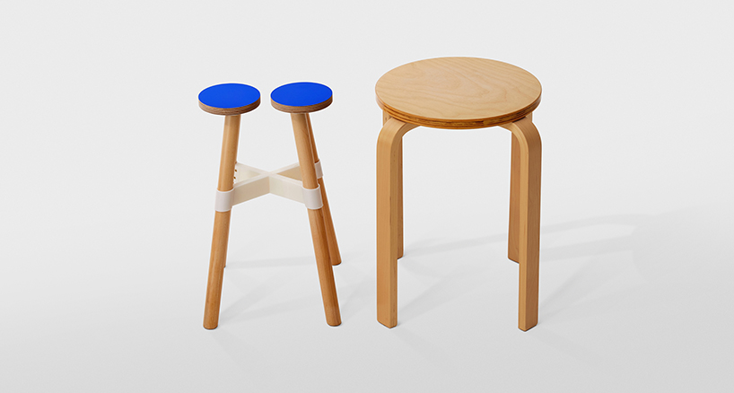 dots stool by mmmdesignstudio splits into two plywood circle