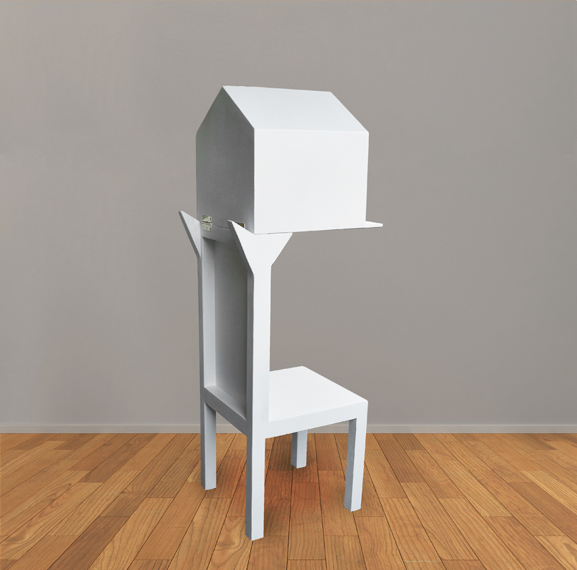 michael jantzen's sculptural chair shapes tiny house shelter for your head