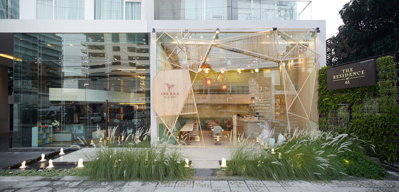abstracted sugar molecules define shugaa dessert bar by party / space / design