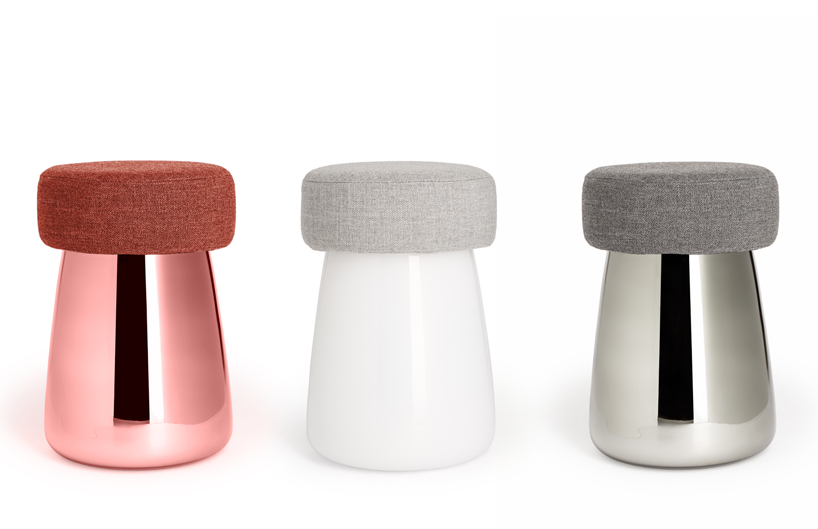 alain gilles creates chubby, the first upholstered glass stool for verreum