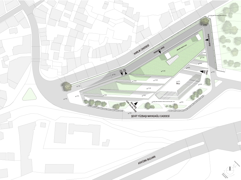 manço's cascade-shaped proposal for the municipality in turkey fits with the terrain