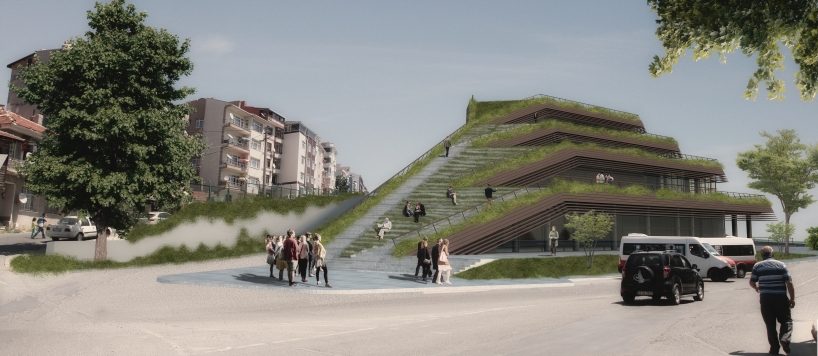 manço's cascade-shaped proposal for the municipality in turkey fits with the terrain