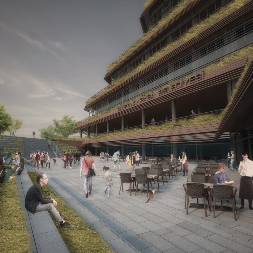 manço's cascade-shaped proposal for the municipality in turkey fits with the terrain