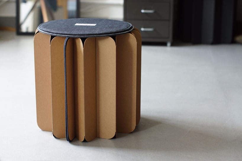 BOOKNITURE releases special edition stool using kaihara's selvedge denim fabric