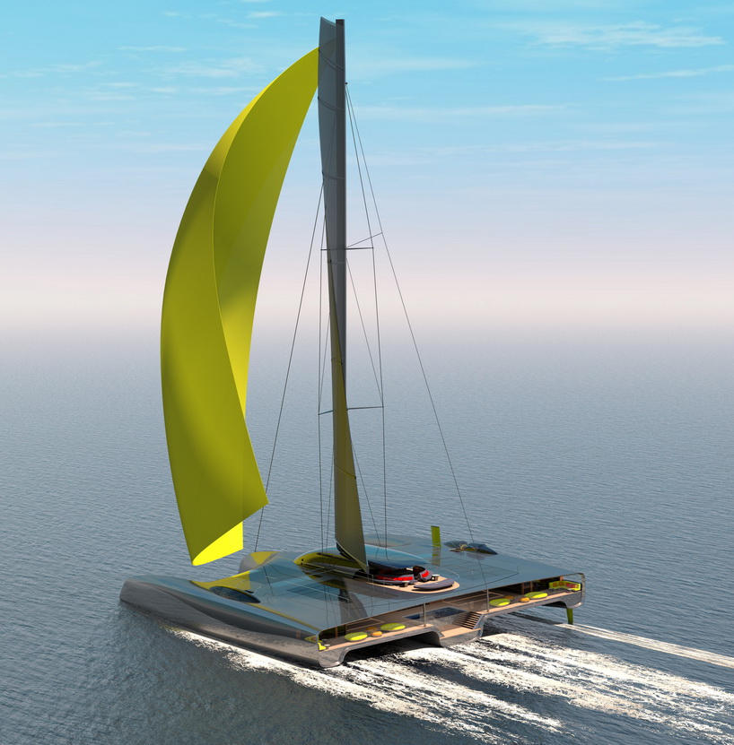 40-meter-long domus trimaran concept aspires to be the first truly zero-emission superyacht