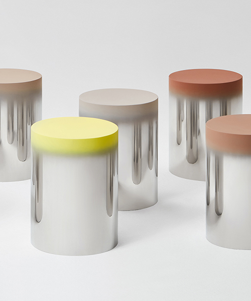 jiyoun kim's dokkaebi stools are topped with earthy color gradients