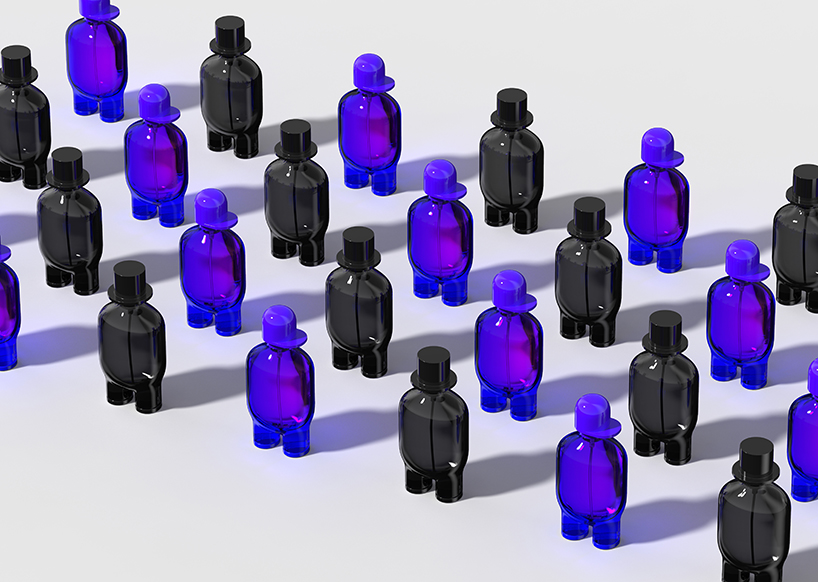 jiyoun kim studio membuat botol parfum berbentuk manusia untuk mewakili waktu dan uang yang dirancang oleh desainer