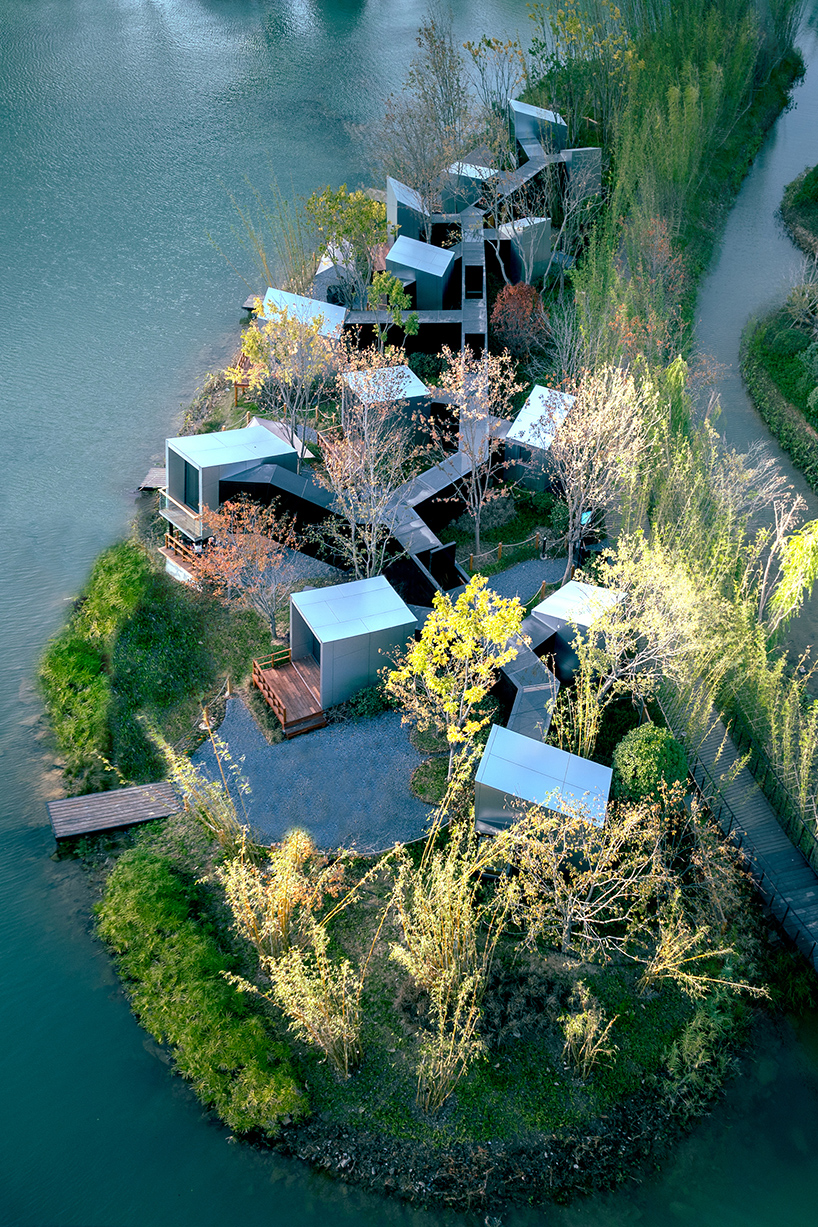 hand-charred wood clads wiki world's cabin of maze complex dotting island in wuhan