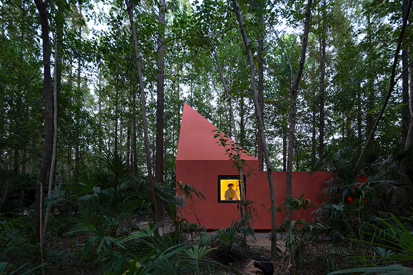 wiki world plants red timber cabin standing on stilts within chinese woodland