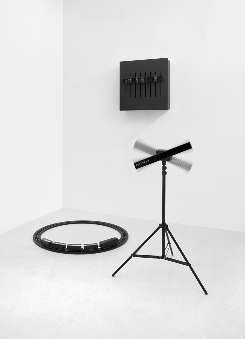 three kinetic generative sculptures express internal psychological states as digital poems