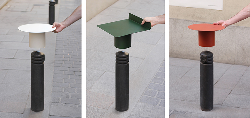 teratoma productions transforms generic bollards into functional street furniture