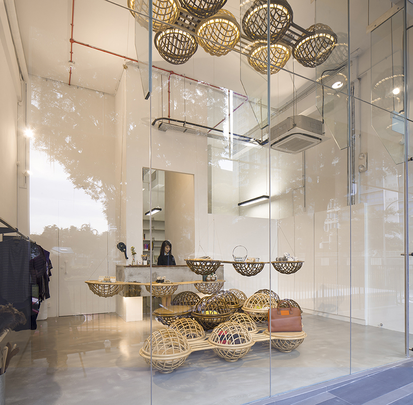 studio SKLIM develops rattan clouds for singapore storefront