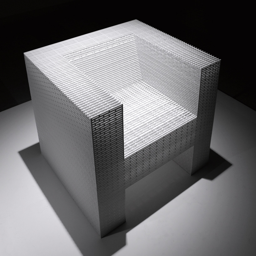 chair collection by junpei tamaki is made with 2450 acrylic sticks