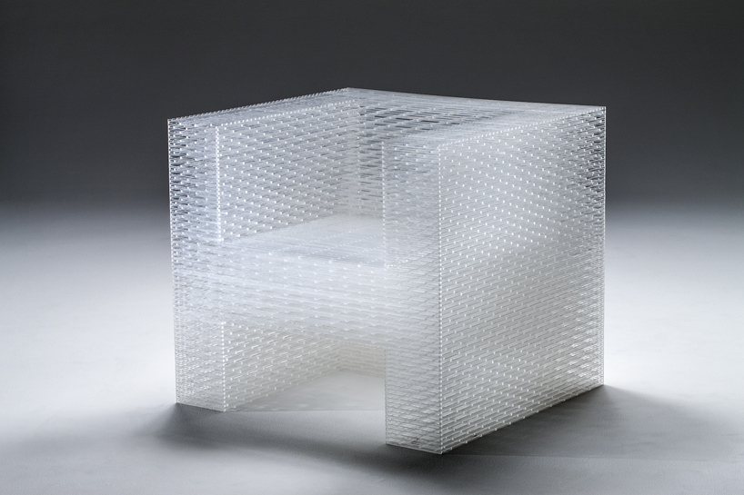 chair collection by junpei tamaki is made with 2450 acrylic sticks