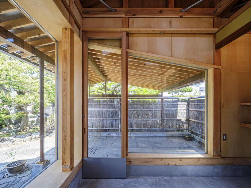 six-tatami garden tea room layers salvaged timber, titanium, and steel in ichihara, japan - 6
