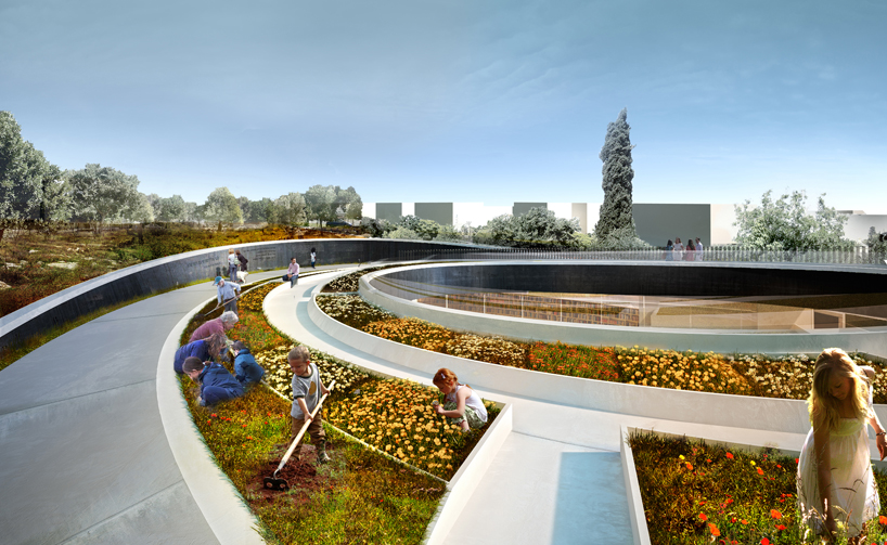 shaga studio engraves ramat ishay memorial grounds + library in israel