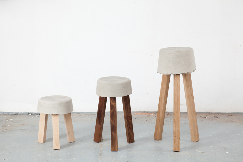 concrete stools made using leftover offcuts by klemens schillinger