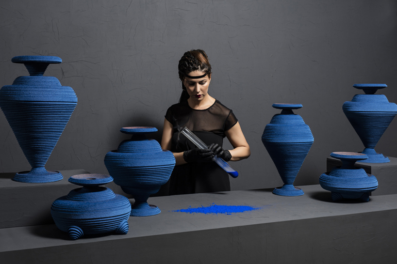 siba sahabi blue alchemy vases egyptian blue pigment designboom