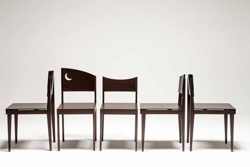 keisuke fujiwara mimics mountain range silhouette in TV chair 