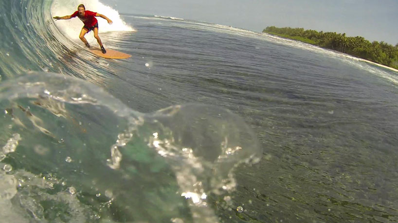 trust in design embroiders pattern into splash surfboard