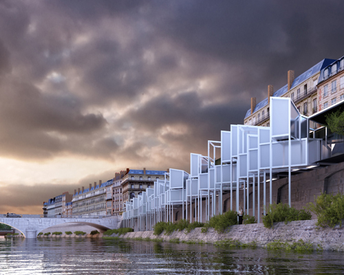 menomenopiu architects proposes capsule hotel along the seine