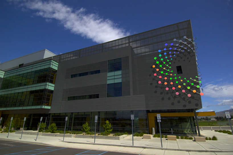 split spiral facade installation by ray king