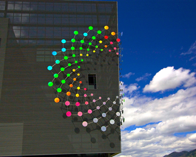 split spiral facade installation by ray king