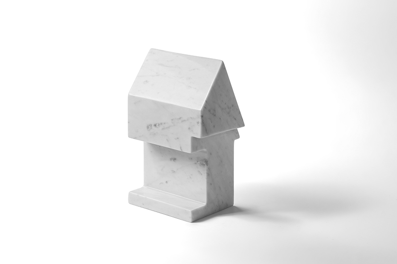carved from solid carrara marble, abstract house-like objects explore architectural form - 9