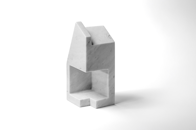 carved from solid carrara marble, abstract house-like objects explore architectural form - 7