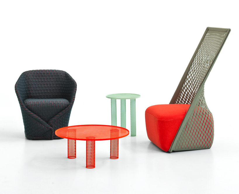 benjamin hubert: cradle lounge chair + net tables for moroso