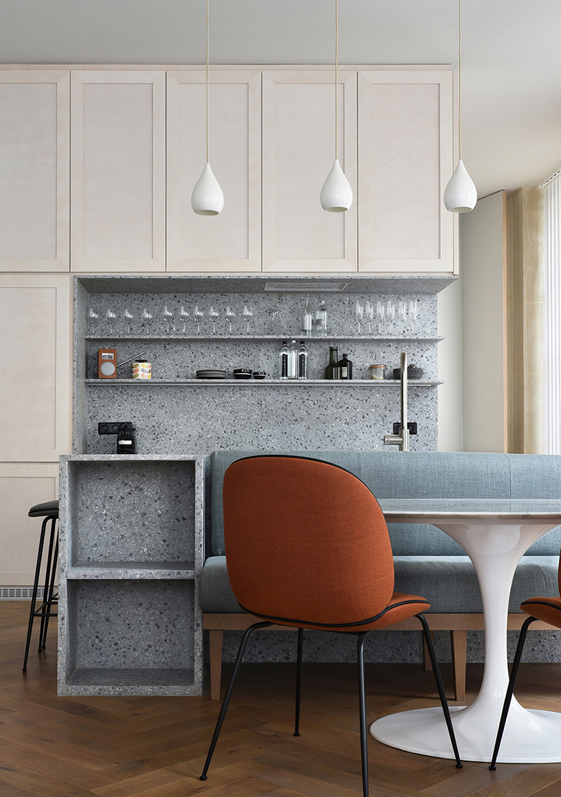 atelier du pont uses timber and terrazzo to refurbish apartment in paris designboom