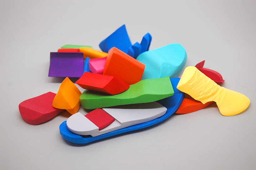 yoni alter recreates the NIKE air jordan as a multi-color 3D puzzle