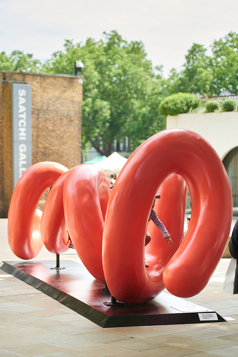 yoni alter's climbable sculpture in london reveals the word 'love'