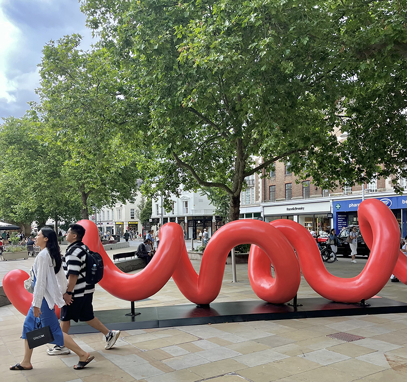 yoni alter's climbable sculpture in london reveals the word 'love'