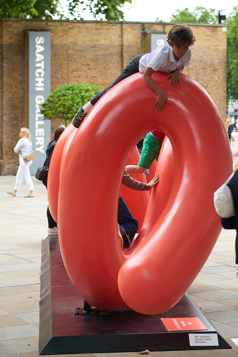 yoni alter's climbable sculpture in london reveals the word 'love'