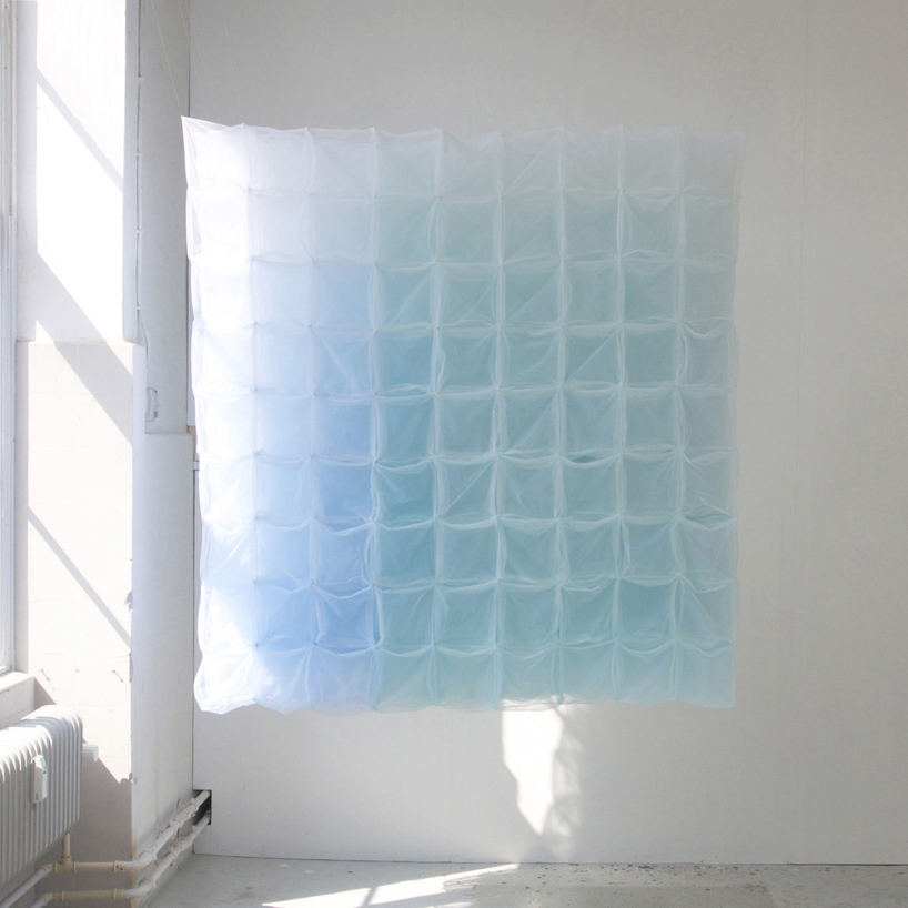 729 blue semi-transparent textile bricks by akane moriyama
